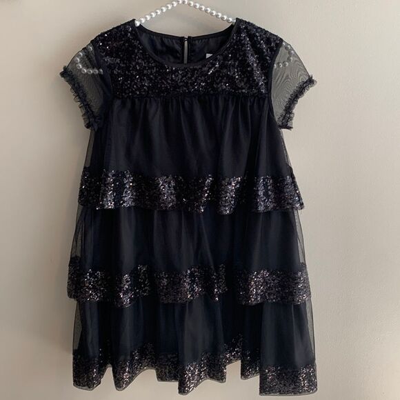 BCBGirls black sequin layered dress size 10 nwt - Picture 1 of 6